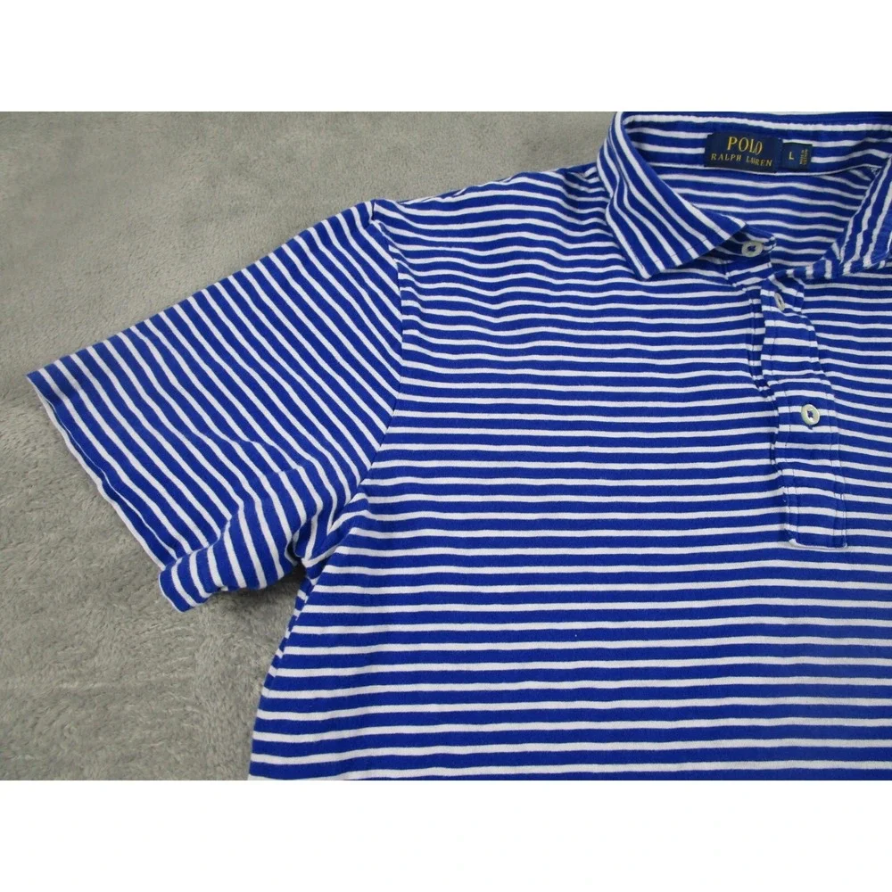 Polo Ralph Lauren‎ Shirt Mens Large Blue Striped Nautical Casual Preppy